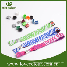 Guangzhou Fabricantes de pulseras de tela personalizada / Festival Festival de tejido Wristbands con logotipo personalizado